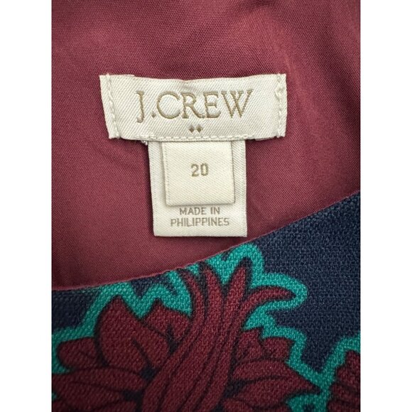J.Crew Dark Wine Floral Print Short Sleeve Sheath Dress Size 20 2X Plus Sz Fall - Picture 4 of 8
